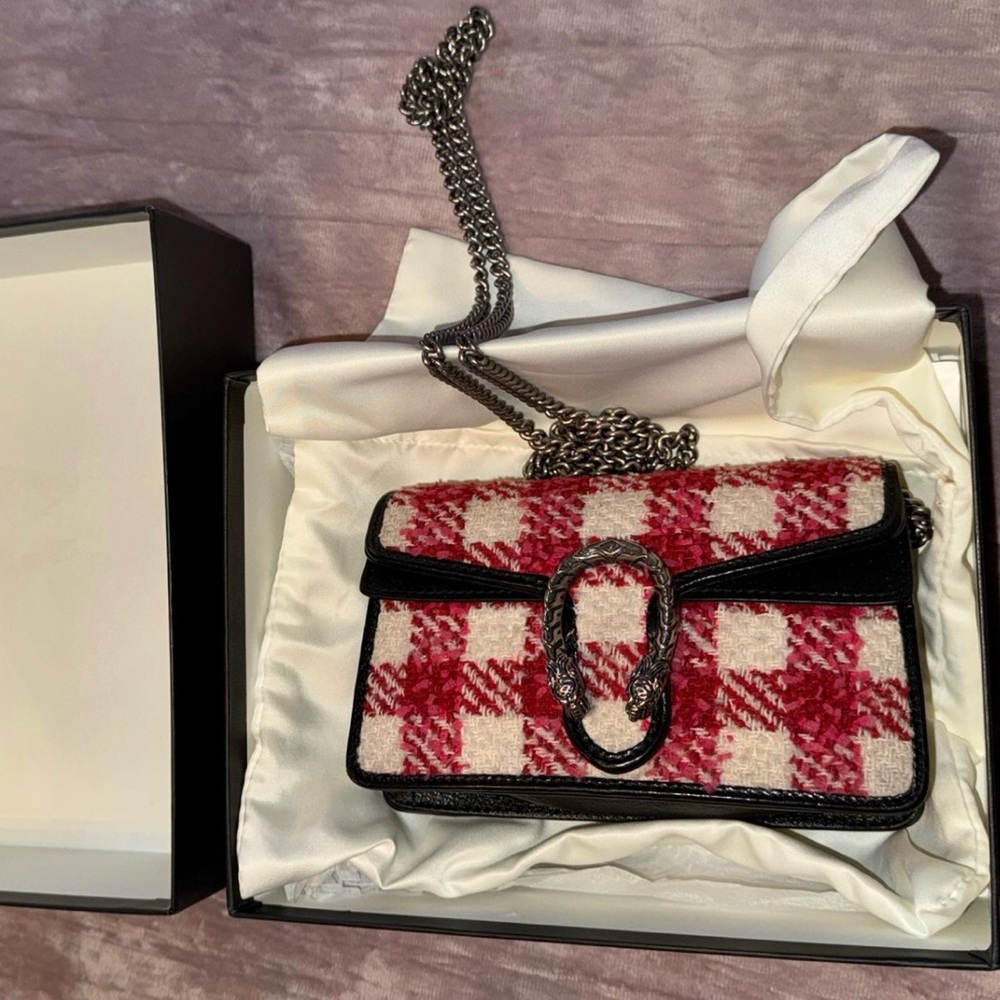 Gucci Dionysus Plaid Tweed Crossbody w/ Black Leather Trim (Authenticated)